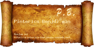 Pinterics Benjámin névjegykártya